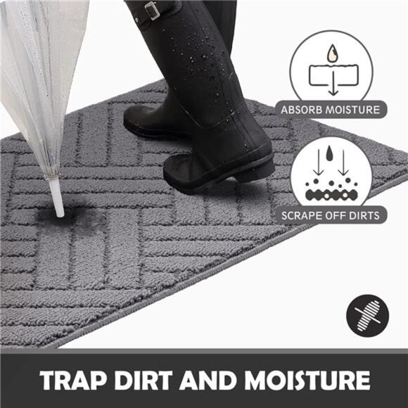 Door Mat Indoor, Non-Slip Rubber Backing Entry Rug & Door Mats, Low-Profile - Picture 3 of 7